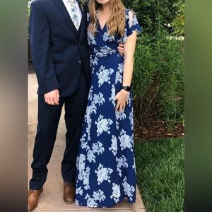 Lulus Floral Blue Maxi Dress